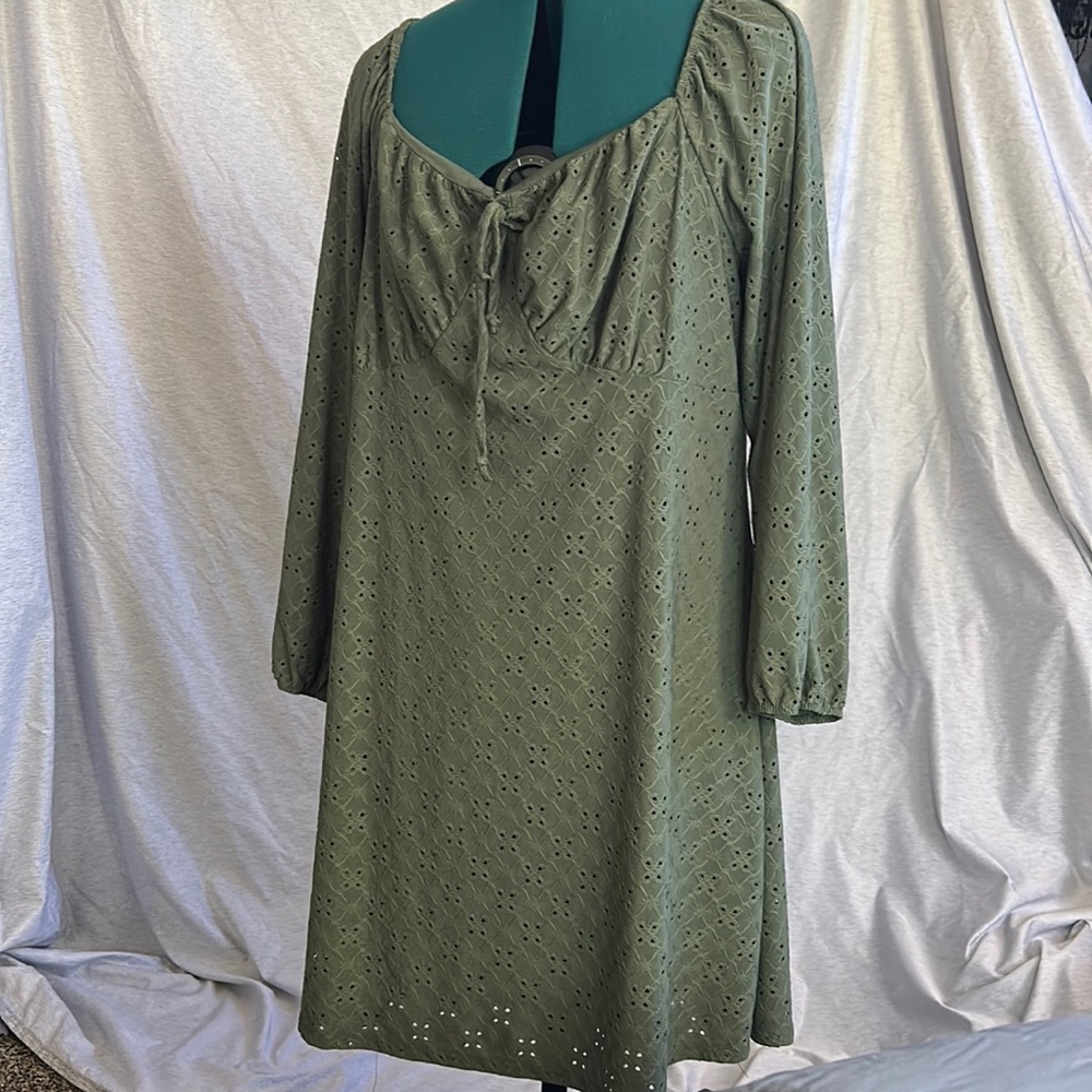 Olive green peasant dress